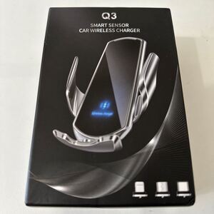 車載 ワイヤレス スマホチャージャー 自動センサーマウント 置くだけ充電 スマホホルダー QC Qi iPhoneにも対応 ブラック【新品・格安】