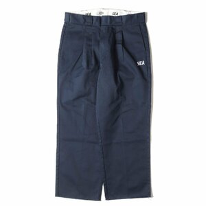 WIND AND SEA ウィンダンシー パンツ サイズ:L 20SS Dickies 2タック ワイド テーパード チノパンツ 2TUCK TROUSERS ネイビー