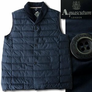 新品 アクアスキュータム 秋冬 衿起毛 キルティング ダウンベスト S 紺 【J41020】 Aquascutum LONDON メンズ ジャケット ブルゾン