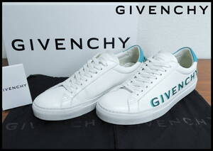 GIVENCHY ローカット ロゴスニーカー 正規品 ジバンシー メンズ 41 ホワイト グリーン 白 緑 カーフ 牛革 靴 シューズ ティファニーブルー