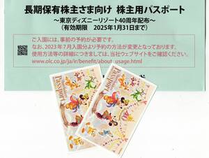 1円スタート①◆ 東京ディズニーリゾート 株主優待券 パスポート 2枚 有効期限2025年1月31日迄 ディズニーランド ディズニーシー ◆