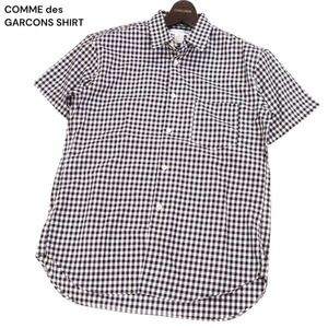 COMME des GARCONS SHIRT コムデギャルソン シャツ 春夏 半袖 ギンガムチェック シャツ Sz.XS　メンズ フランス製★　I4T01742_5#A