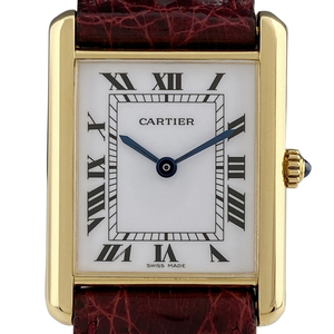 カルティエ CARTIER タンク LC LM 腕時計 YG レザー クォーツ ホワイト レディース 【中古】