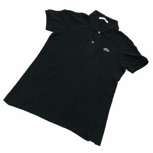 S213 日本製 LACOSTE ラコステ ポロシャツ Tシャツ 半袖ポロ トップス 綿100% レディース 36 ブラック 黒