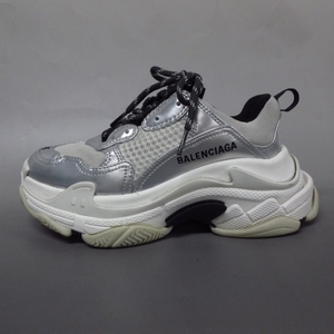 バレンシアガ BALENCIAGA スニーカー 524039 トリプルS 白×シルバー レディース サイズ24 靴