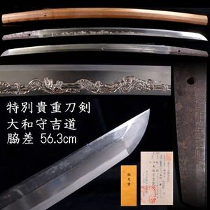 【欟】 特別貴重刀剣 大和守吉道 脇差 56.3cm 倶利伽羅彫 刀剣武具骨董 [E230]POS/24.10/FM/(120)