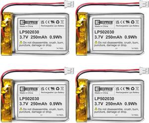 4 4 X EEMB リチウムポリマーバッテリー 3.7V 250mAh 502030 Lipo 充電式バッテリーパック ワイヤー