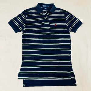 Polo by Ralph Lauren　ロゴ刺繍　ボーダー　ポロシャツ　ネイビー/グリーン/ホワイト　XS　MNBLKNIM1l00167