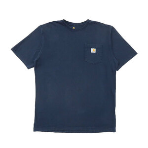 古着 カーハート CARHARTT ポケットTシャツ ワンポイント ネイビー サイズ表記：L　gd78746