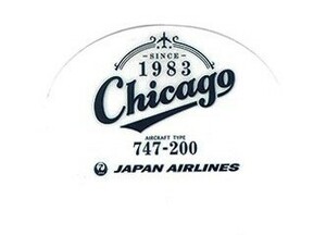 JAL CHICAGO クリアステッカー ホワイト１枚