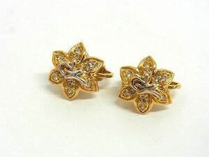 ■美品■ NINA RICCI ニナリッチ ラインストーン クリップ式 ピアス アクセサリー レディース ゴールド系 DD4985