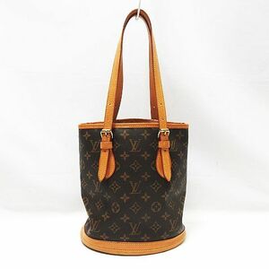 訳あり LOUIS VUITTON ルイヴィトン LV ビトン モノグラム プチバケット PM M42238 ショルダーバッグ 肩掛け SD0919 茶 鞄 レディース