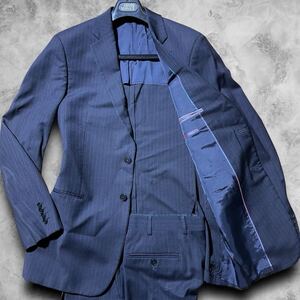 定価35万!!!頂点頂上XLサイズ!!!【アルマーニコレツォーニ ARMANI COLLEZIONI】唯一無二!!! 最高級GIORGIOライン◎ ストライプ スーツ 50