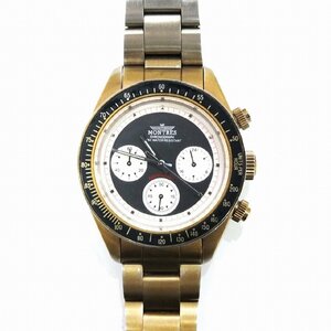 MONTRES モントレス 時計 クロノグラフ クオーツ 68187 メンズ 腕時計 ゴールド 黒文字盤 インダイヤル【中古】JA-18215