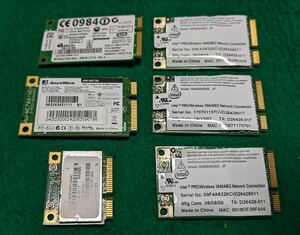 【中古・送料無料】6枚まとめて！ 無線LAN intel 3945ABG (x3枚)　Broadcom 4324a-brcm1028、AZUREWAVE AW-NE766 、ATH-AR5B95