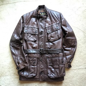 Mint Barbour leather international M ブラウン　インターナショナル　バブアー　レザー　ミリタリー　茶色