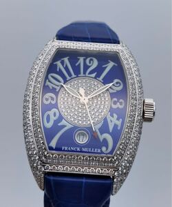 中古美品 フランクミュラー FRANCK MULLER コンキスタドール 8005 SC D 1P 純正ダイヤモンド 18K WG 750 デイト 自動巻き メンズ 腕時計