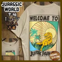 ジュラシックパーク 映画 USJ Tシャツ 恐竜 バックプリント L USA古着