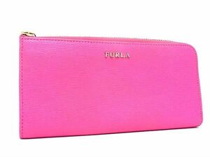 ■美品■ FURLA フルラ レザー L字ファスナー 長財布 ウォレット 札入れ 小銭入れ レディース ピンク系 DF9643