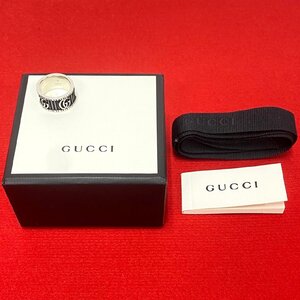 極 美品 箱 袋付 希少品 GUCCI グッチ ダブルG シルバー925 リング 指輪 アクセサリー 小物 レディース メンズ シルバー 74960