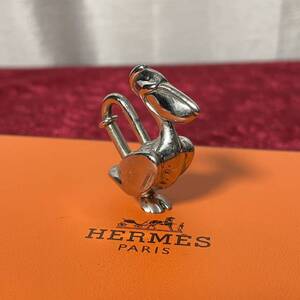 vintage HERMES エルメス ペリカン 鳥 カデナ キーホルダー