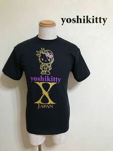 【新品】 yoshikitty XJAPAN YOSHIKI ハローキティー コラボ Tシャツ トップス ブラック トップス サイズM 半袖 黒 サンリオ ヨシキティ