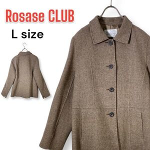 ROSASE CLUB ローザスクラブ レディース Mサイズ ジャケット ハーフコート 茶グレー 上着 裏地チャック