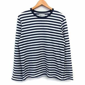 アニエスベー agnes b. ルーデュジュール 3 rue du jour ビオトープ BIOTOP Tシャツ ボーダー ロゴ パッチ 長袖 T2 白 紺 /HT16 メンズ