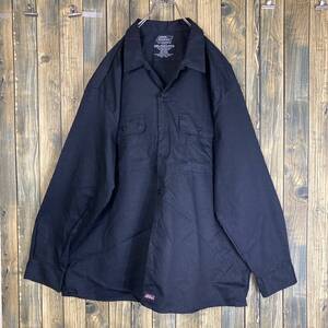 ディッキーズ Dickies GENUINE ワークシャツ 長袖 2XL ブラック 黒 アメリカ輸入/ビンテージ/ビックサイズa/古着/古着卸