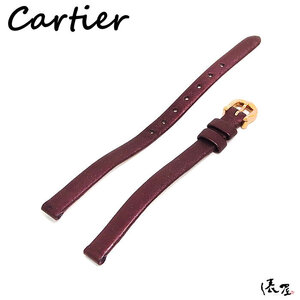 【K18尾錠付き】カルティエ 純正ベルト ミニトノーラニエール ワインレッド 美品 Cartier 俵屋 PR50085