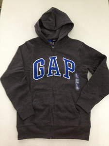 ■ＧＡＰ■新品■160■濃グレー■青ロゴ■裏起毛ロゴパーカー■ジップアップ　　2-2