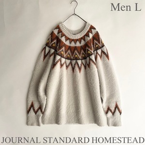 JOURNAL STANDARD HOMESTEAD ジャーナルスタンダードホームステッド BRUSHED NORDIC LOPI KNIT 22FW ウール×アルパカ グレー系 size L sk