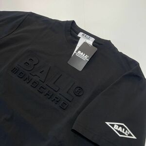 ●送料390円可能商品 ボール BALL 新品 メンズ イタリア発人気ブランド エンボス加工 半袖 Tシャツ 黒 [54120-99-LL]一 三 参★QWER