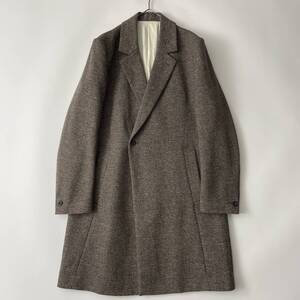 KURO size/0 (ie) クロ ツイード ウール チェスターコート 1ボタン ブラウン 日本製 COAT