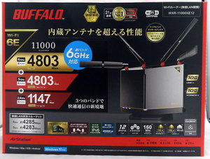 ■BUFFALO AirStation Wi-Fiルーター(WiFi 6E対応) 2.4GHz/5GHz/6GHz WXR-11000XE12■未使用品