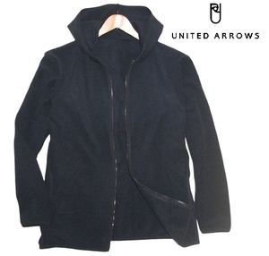 新品! ユナイテッドアローズ 起毛 フリース ジップ パーカー ブラック (L) ☆ UNITED ARROWS メンズ ジャケット パイピング 黒 ★