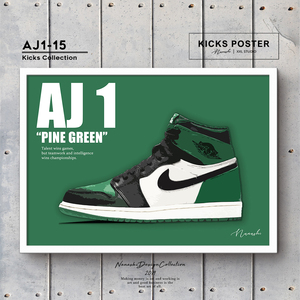 AJ1 エアジョーダン1 ハイ パイングリーン PINE GREEN キックスポスター 送料無料 AJ1-15