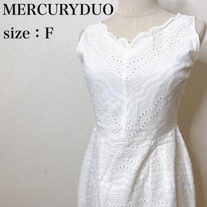 MERCURYDUO マーキュリーデュオ カジュアル フェミニン スタイルアップ レースワンピース ノースリーブ スカラップ 美シルエット ゆ02