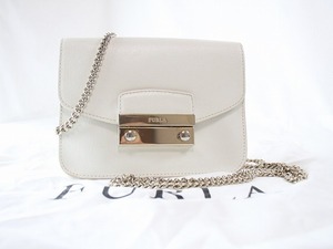 1円　フルラ　FURLA　★　メトロポリス　チェーン　ショルダーバッグ　☆　オフホワイト　レザー　ＨＡ7007