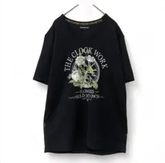 セマンティックデザイン　Tシャツ　半袖　メンズ　LL  花柄　ブラック　大きめ