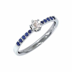 サファイア(青) 天然ダイヤモンド オーダーメイド 結婚指輪 にも 10金ホワイトゴールド 9月誕生石