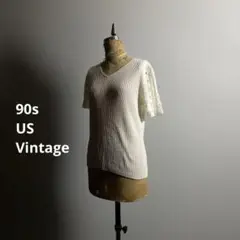 USA製 80s 90s ヴィンテージTシャツ レース リブトップス D662