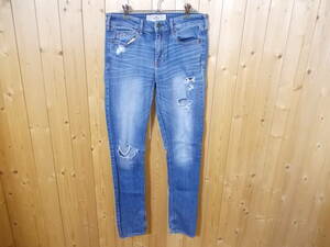 e867◆HOLLISTER クラッシュジーンズ◆w28 レディース ホリスター スキニーデニム ウエスト実寸約76cmほど 6H