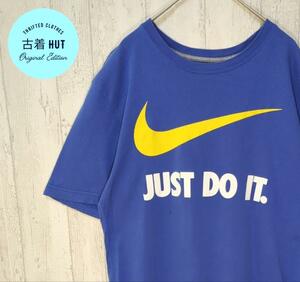 NIKE　ナイキ　デカロゴ　スポーツミックス　海外古着　ブルー　ゆるダボ　#h158