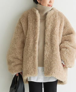 ドゥーズィエムクラス 　MUSE de Deuxieme classe　22AW TEDDY BOA ジャケット　ボア　ノーカラー　コート　ベージュ　未使用