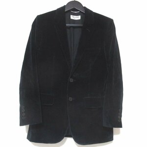 美品 SAINT LAURENT PARIS サンローランパリ ベルベット シングル テーラードジャケット 389869 Y985J 44サイズ ダークネイビー ブラック系