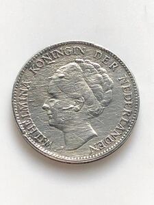 オランダ 古銭 銀貨 ウィルヘルミナ 1グルデン 1929年