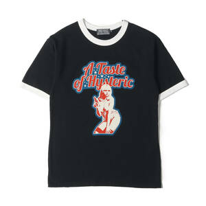 美品 HYSTERIC GLAMOUR ヒステリックグラマー Tシャツ サイズ:S 23SS TASTE OF HYSTERIC トリム Tシャツ ガール ウーマン ブラック