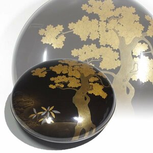 【TAKIYA】7662 時代蒔絵 『楓図蒔絵蓋物』金蒔絵 漆器 黒漆塗 会席膳 茶道具 菓子器 古美術 超絶技巧