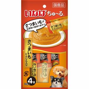 （まとめ買い）いなばペットフード いなば ちゅ～る さつまいも にんじん入り 14g×4本 犬用おやつ 〔×16〕